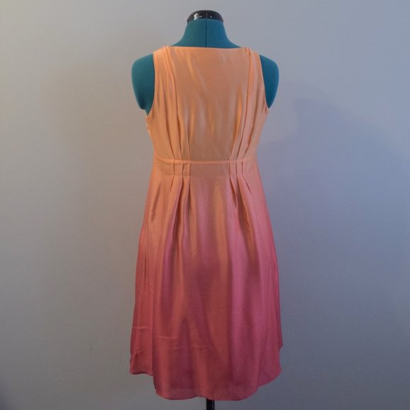 Fall Colours Silk Orange to Red Ombre Dress V-Neck - Picture 4 of 8